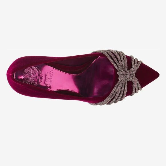 NWOB Vince Camuto Faine Plush Velvet Embellished Stiletto Pumps in Magenta Sz 6 - Picture 2 of 12